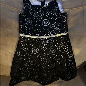 Elegant Black Kids Dress with Floral Cutouts